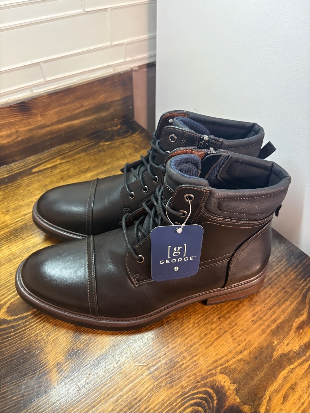 George Black Lace Up Boots Size 9